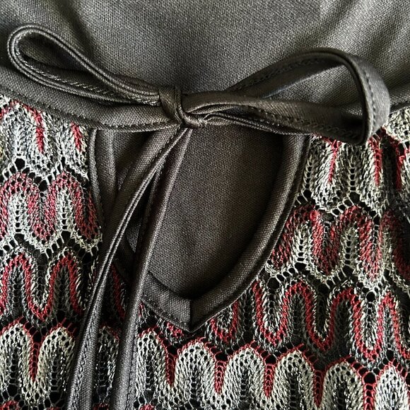 Cato Women's Long Sleeve Ripple Blouse w/ Tie Keyhole Neckline, Small - Picture 3 of 6